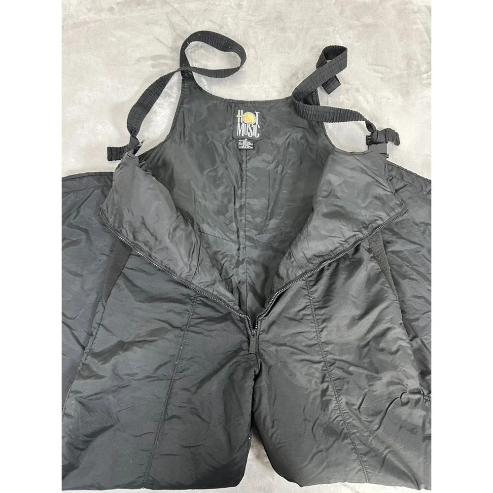 Hot Music Snow Bibs Overalls Mens 40 Black Excellent Vintage Insulated Ski Pants